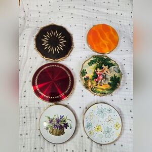 Vintage Stratton Round Compact Mirrors - Floral & Decorative Sets